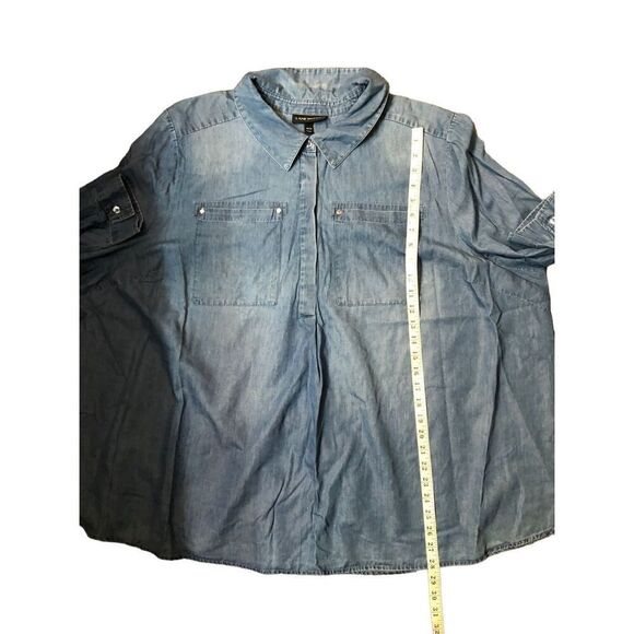 Lane Bryant chambray long sleeve blouse cotton Lyocell blend size 26/28 - Picture 9 of 10